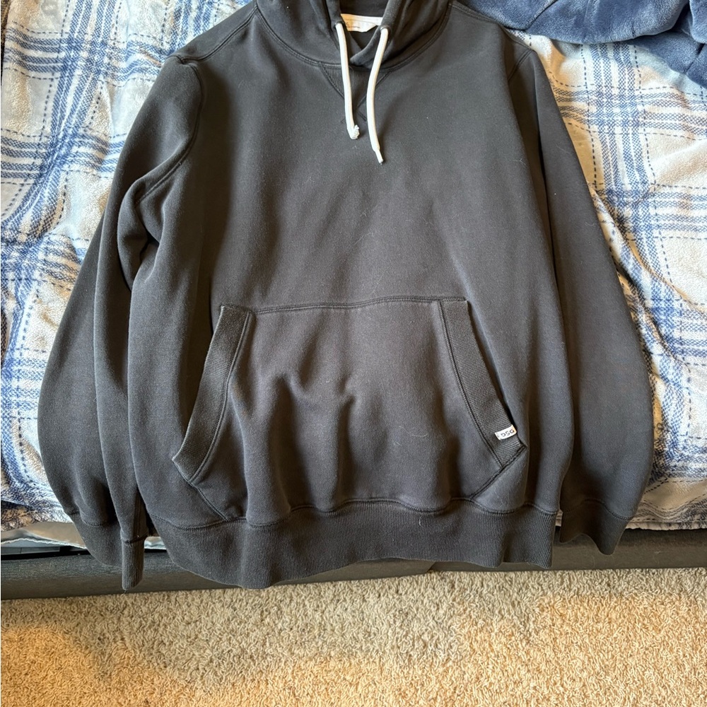 DSG Black Hooded Pullover Sweatshirt with White Drawstrings